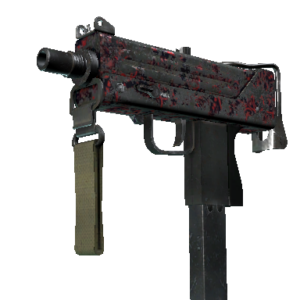 MAC-10 | Red Filigree (Battle-Scarred)